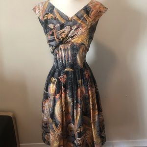 1950s novelty print cotton dress